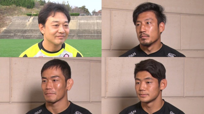 （左上より時計回り）岩渕健輔ヘッドコーチ、小澤大選手、藤田慶和選手、桑水流裕策選手
