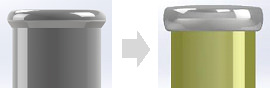 ヘッドキャップ： 従来モデル（左）と新モデル（右）