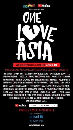 WebTVAsiaとYouTube、ユニセフ（国連児童基金）へのサポートを目的としたオンラインチャリティーコンサート“ONE LOVE ASIA”をYouTube限定で5月27日に開催！