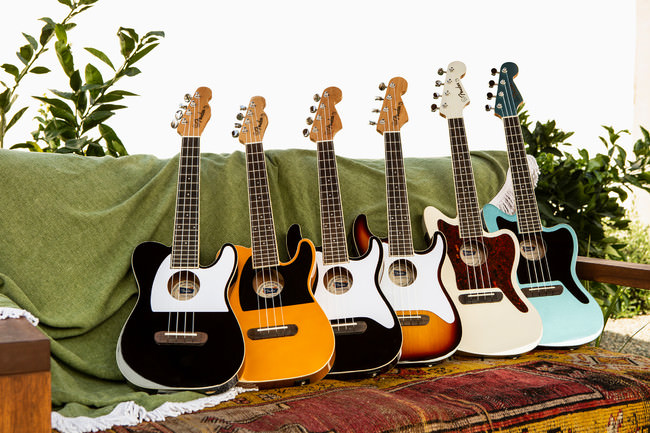 アイコニックなフェンダーエレクトリックギターシェイプとカラーを採用したFULLERTON UKULELEシリーズが販売開始。