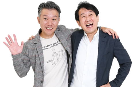 西森洋一（左）、柴田博アナ（右）