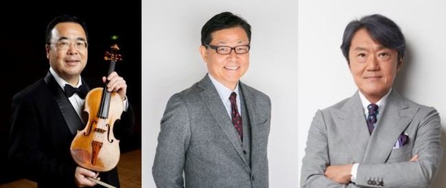 出演者（左から）澤和樹学長、伊東順二特任教授、千住明特任教授