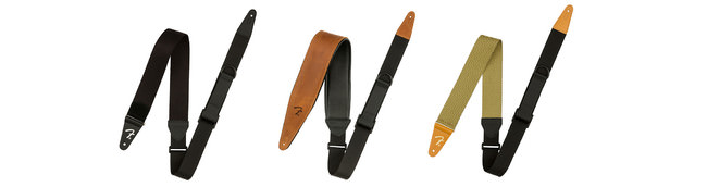 FENDER RIGHT HEIGHT™ STRAPS（BLACK RAYON, LEATHER COGNAC, TWEED）
