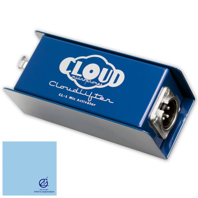 ブルーボディが目印&ONOオリジナルクロス付き「Cloudlifter CL-1 by Cloud Microphones」。コンパクトながらもしっかりとした仕様で、その耐久性とポータブル性も人気の秘密