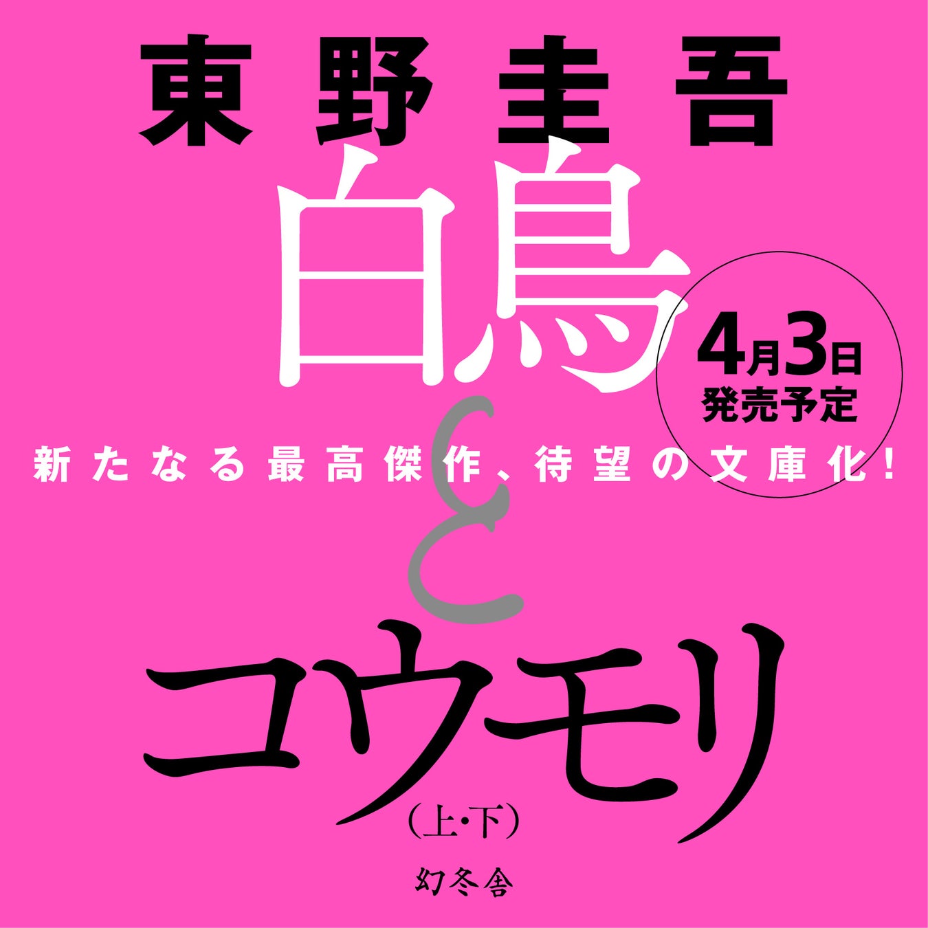 新たなる最高傑作　東野圭吾『白鳥とコウモリ』4月３日（水）文庫発売決定！2月５日（月）より予約開始！