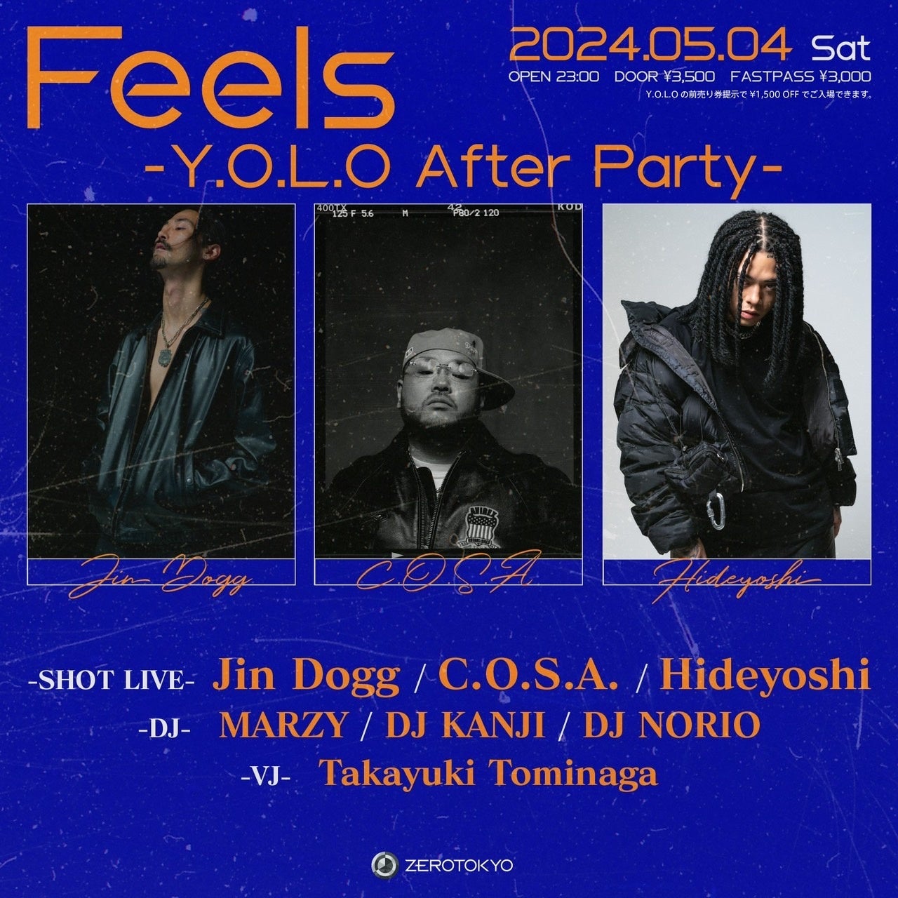 ZEROTOKYOのHIP HOPイベント『Feels』が『Y.O.L.O -2024- 』After Partyとのコラボイベントを開催決定！
