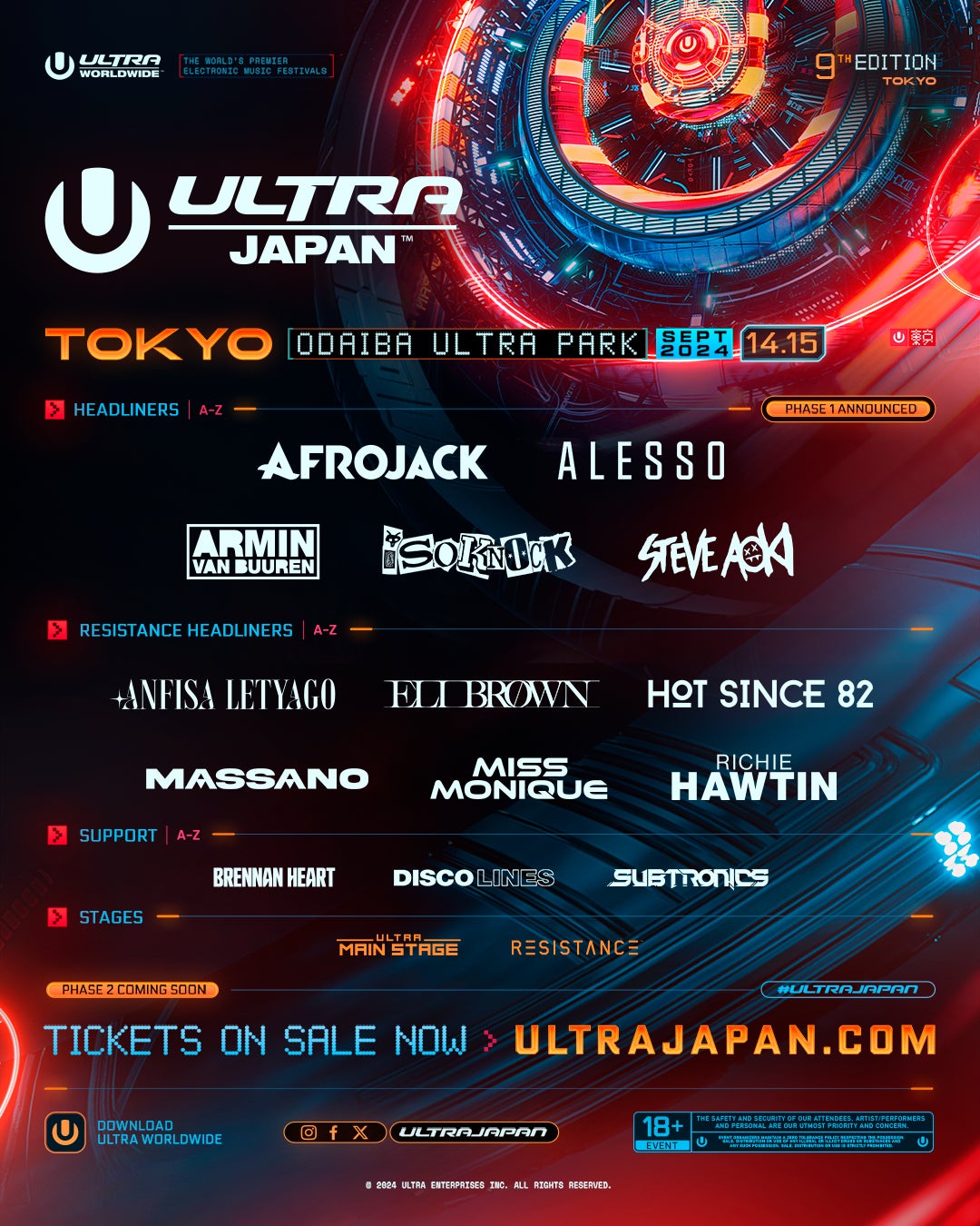 日本最大級 都市型ダンスミュージックフェスティバル「ULTRA JAPAN 2024」出演アーティスト1st LINE UPが発表！全世界が注目するライジングスター”ISOKNOCK”が日本初上陸