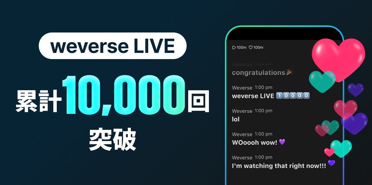 HYBE発、推し活ワンストップアプリ「weverse」ローンチ以降、weverse LIVE配信回数が累計1万回を突破、64億人のファンが視聴！