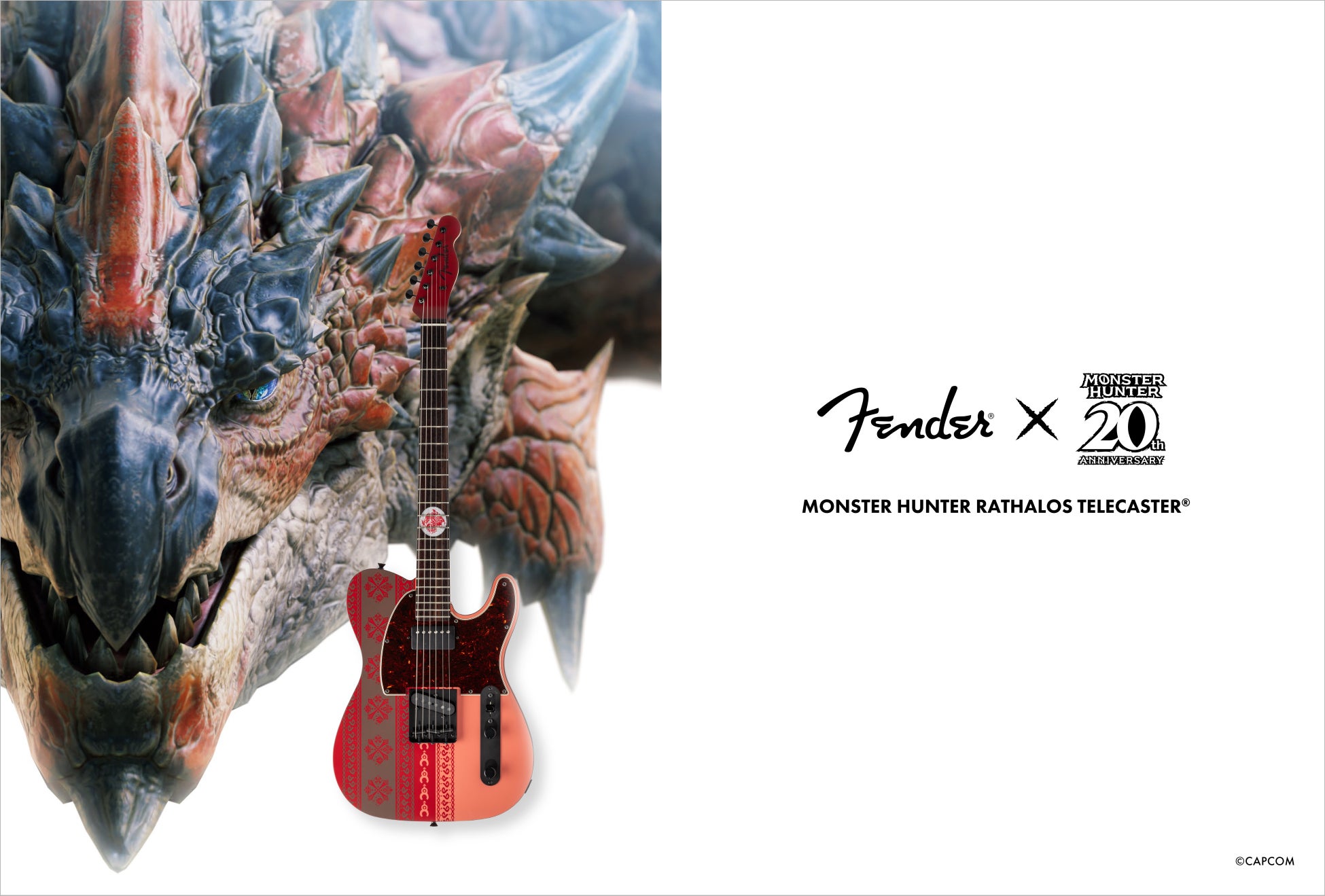 〜世界的人気ゲーム「モンスターハンター」とFender®の夢のコラボレーション〜 空の王者「火竜 リオレウス」モチーフのFender®︎ テレキャスターギター 世界同時発売決定！