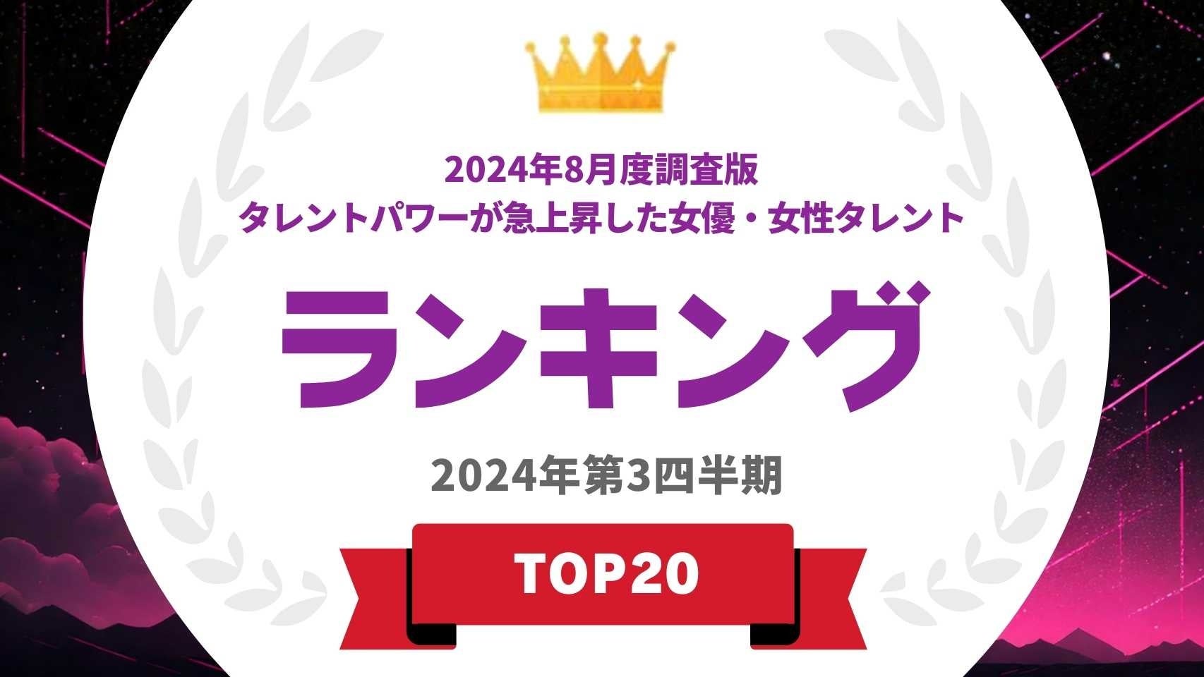 『タレントパワーランキング』が2024年8月度調査版タレントパワーが急上昇した女優・女性タレントランキングを発表！WEBサイト『タレントパワーランキング』ランキング企画第369弾！！