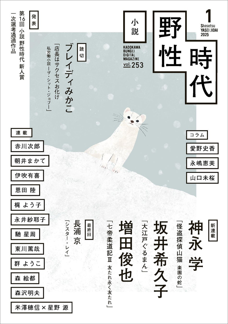 あの山猫が帰ってきた！　神永学の『怪盗探偵山猫』はじめ、坂井希久子、増田俊也、3作品の連載がスタート！　読切にはブレイディみかこが登場。『小説　野性時代』1月号、2024年12月25日（水）配信開始！