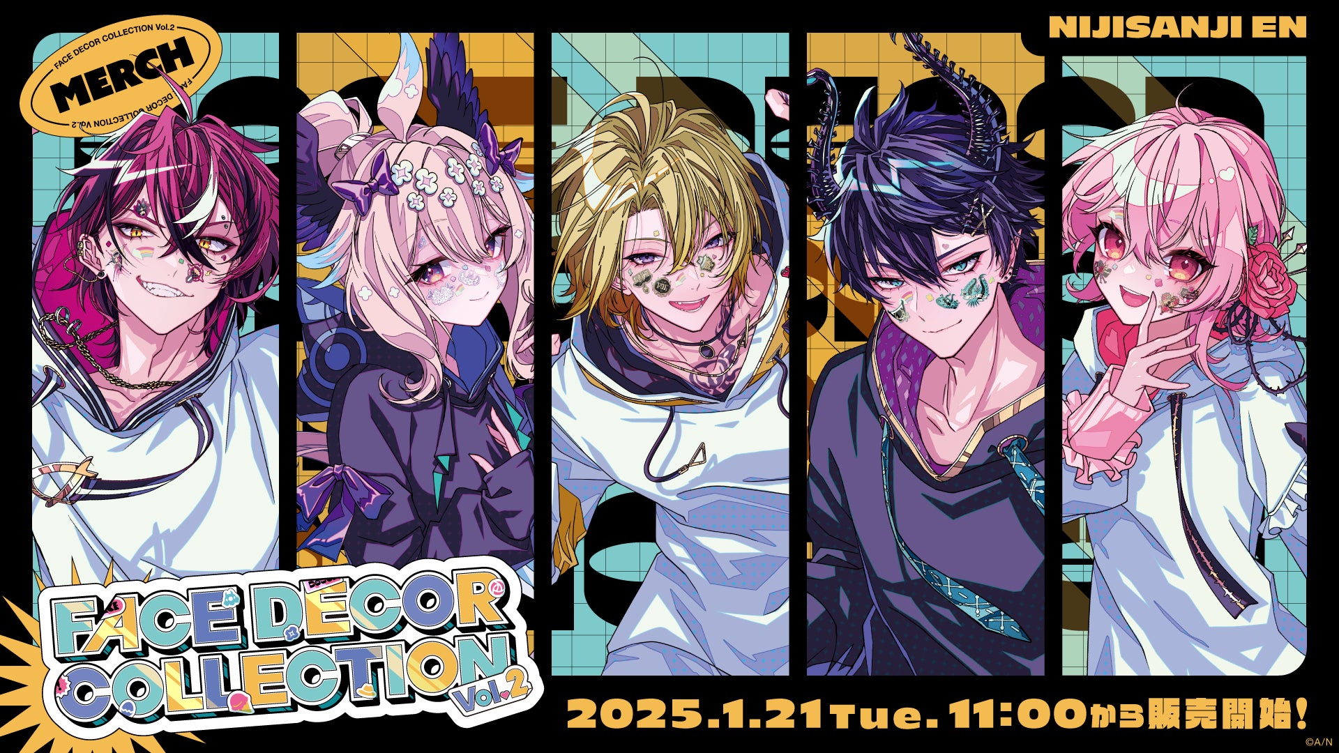 NIJISANJI EN「FACE DECOR COLLECTION Vol.2」2025年1月21日(火)11時(JST)からにじストア・ENストアにて同時販売開始！