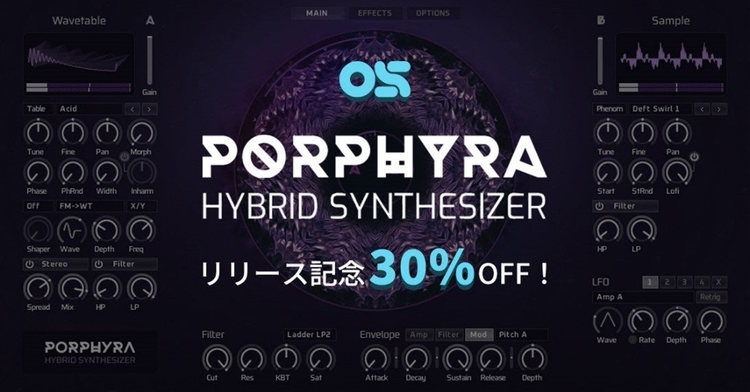 創造力を刺激するシンセ音源『Porphyra Hybrid』取扱い開始！　2025年2月10日（月）までSONICWIREで30%OFF！