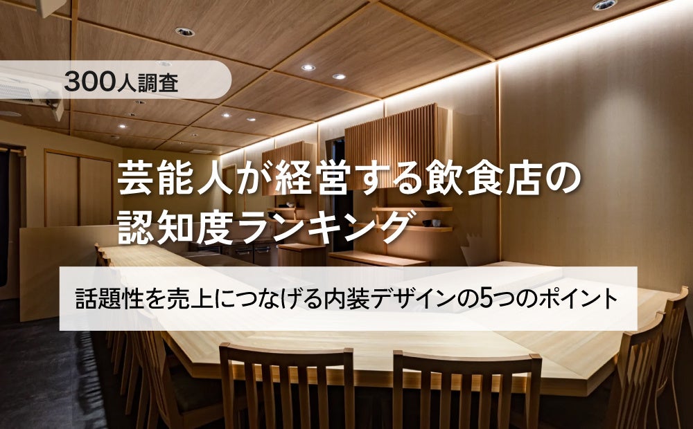 【300人調査】芸能人が経営する飲食店の認知度ランキング！話題につながる内装デザインのポイント