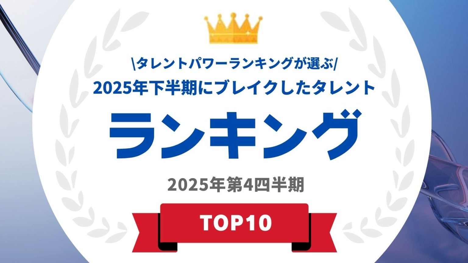 『タレントパワーランキング』が選ぶ2025年下半期にブレイクした男性・女性タレントを発表！！WEBサイト『タレントパワーランキング』ランキング企画第411弾！！