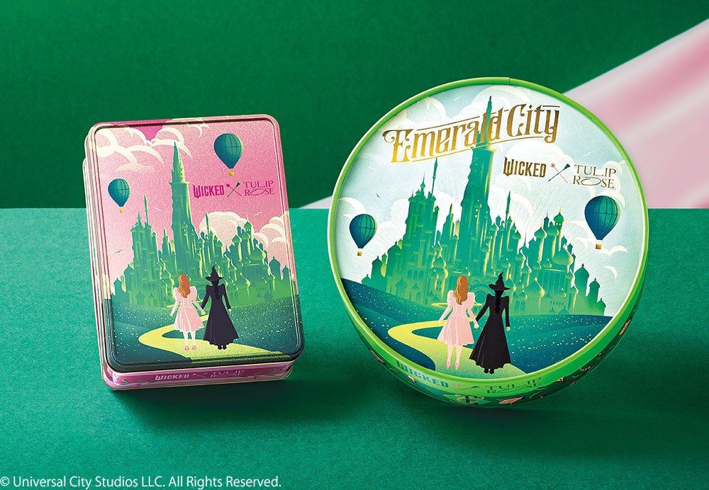 映画『ウィキッド 永遠の約束』のコラボ第2弾！“エメラルドシティ”がテーマのスペシャルボックスを新発売【TOKYOチューリップローズ】