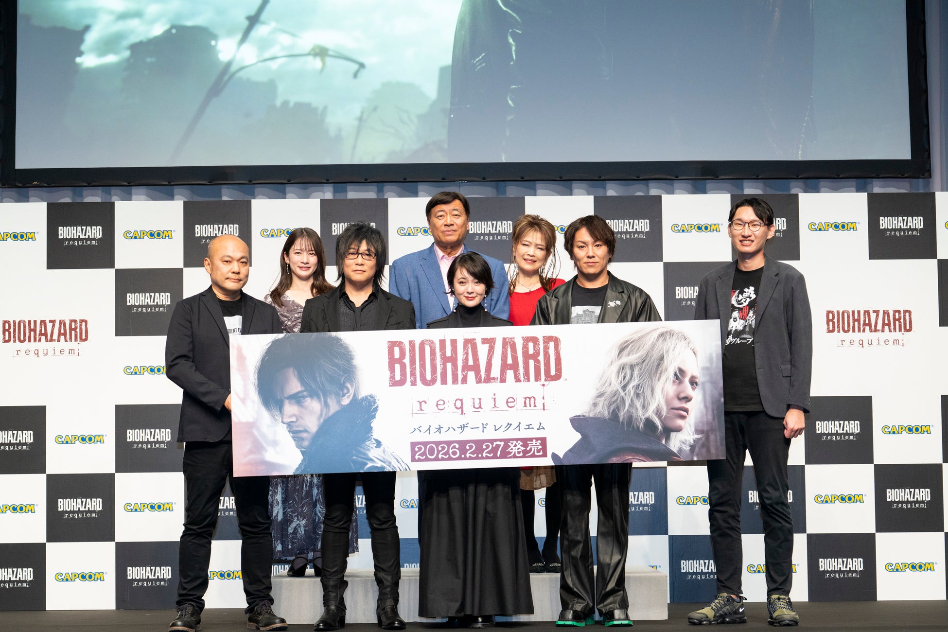 【イベントレポート】2月26日「『バイオハザード レクイエム』完成披露発表会」を開催！　バイオ大好き芸人の狩野英孝さんがゲームプレイ＆ゲーム声優初挑戦の貫地谷しほりさんが森川智之さんと生アフレコを披露