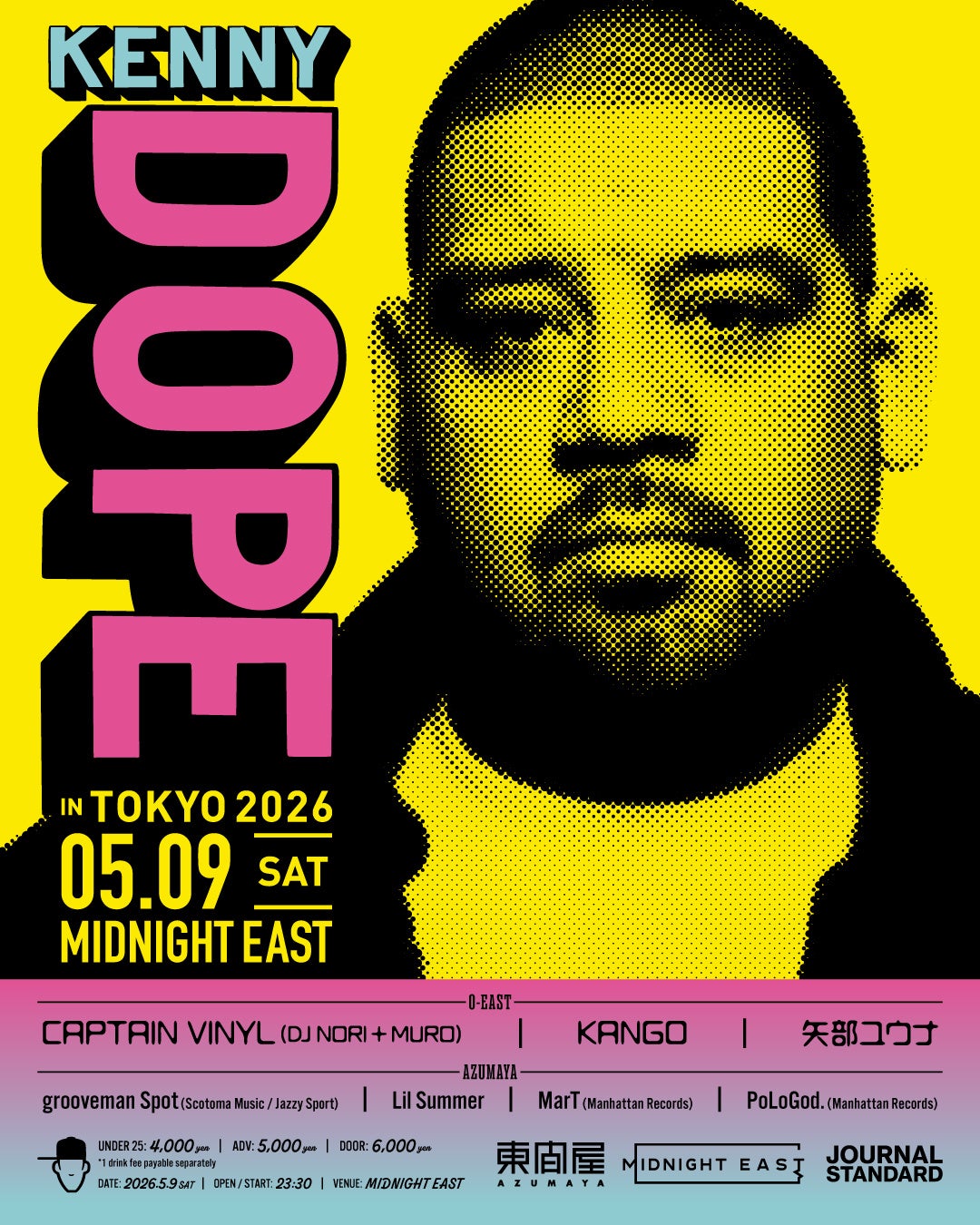 9年ぶりにソロ来日ツアーを開催するDJ/プロデューサー KENNY DOPEとJOURNAL STANDARDがコラボレーション。東京公演会場限定のTシャツを発売