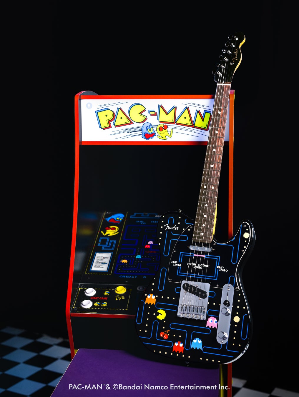 フェンダーとバンダイナムコエンターテインメントが『Fender x PAC-MANコレクション』を発表