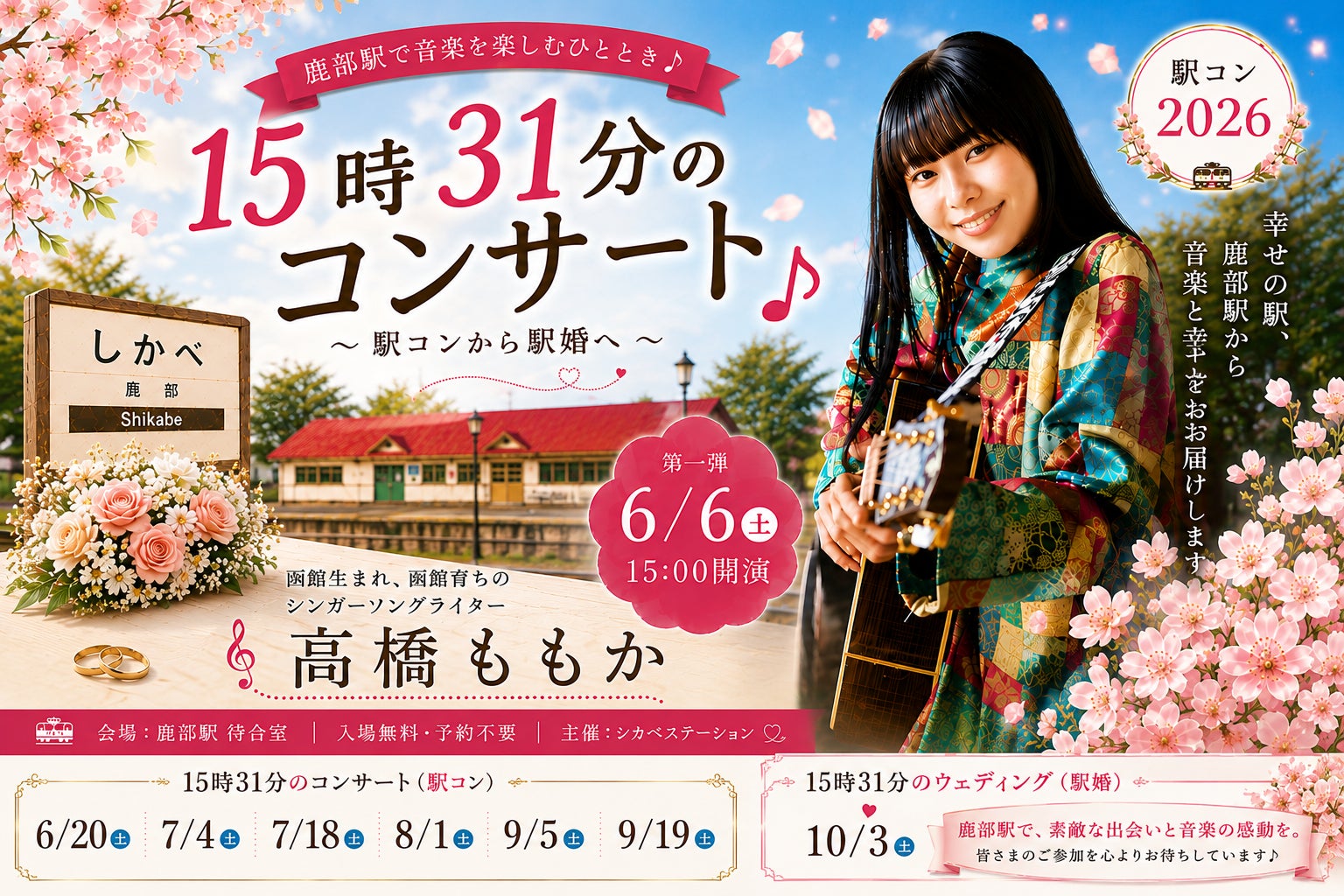 音楽が繋ぐ出会いと幸せ。北海道・鹿部駅で「駅コン」から「駅婚」へ続く全８回の物語が6月６日スタート！