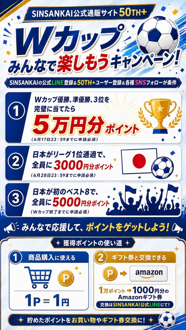 FIFAワールドカップ2026開催記念！「ワールドカップみんなで楽しもうキャンペーン」実施中！