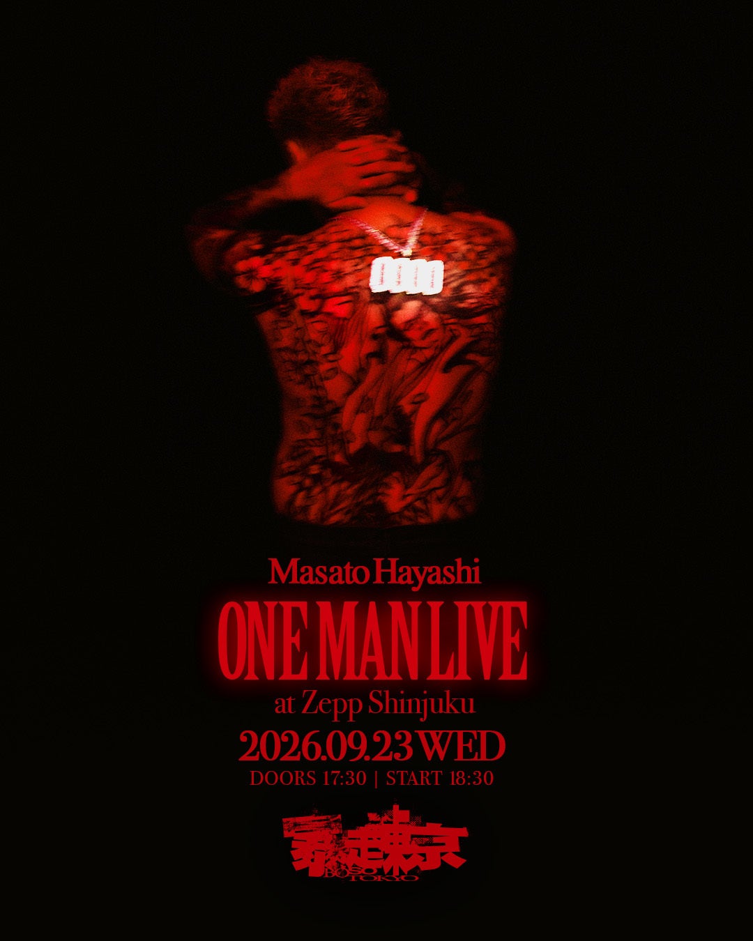 『RAPSTAR 2025』ファイナリストMasato Hayashi、キャリア最大規模のワンマンライブ『暴走東京』をZepp Shinjuku （TOKYO）にて9月23日（水・祝）に開催決定！