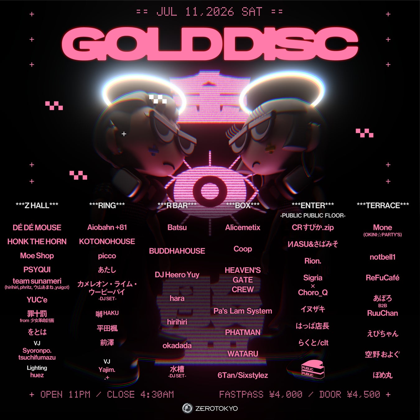 ZEROTOKYOの看板イベント【GOLD DISC】開催！フルラインナップアーティストがついに決定！