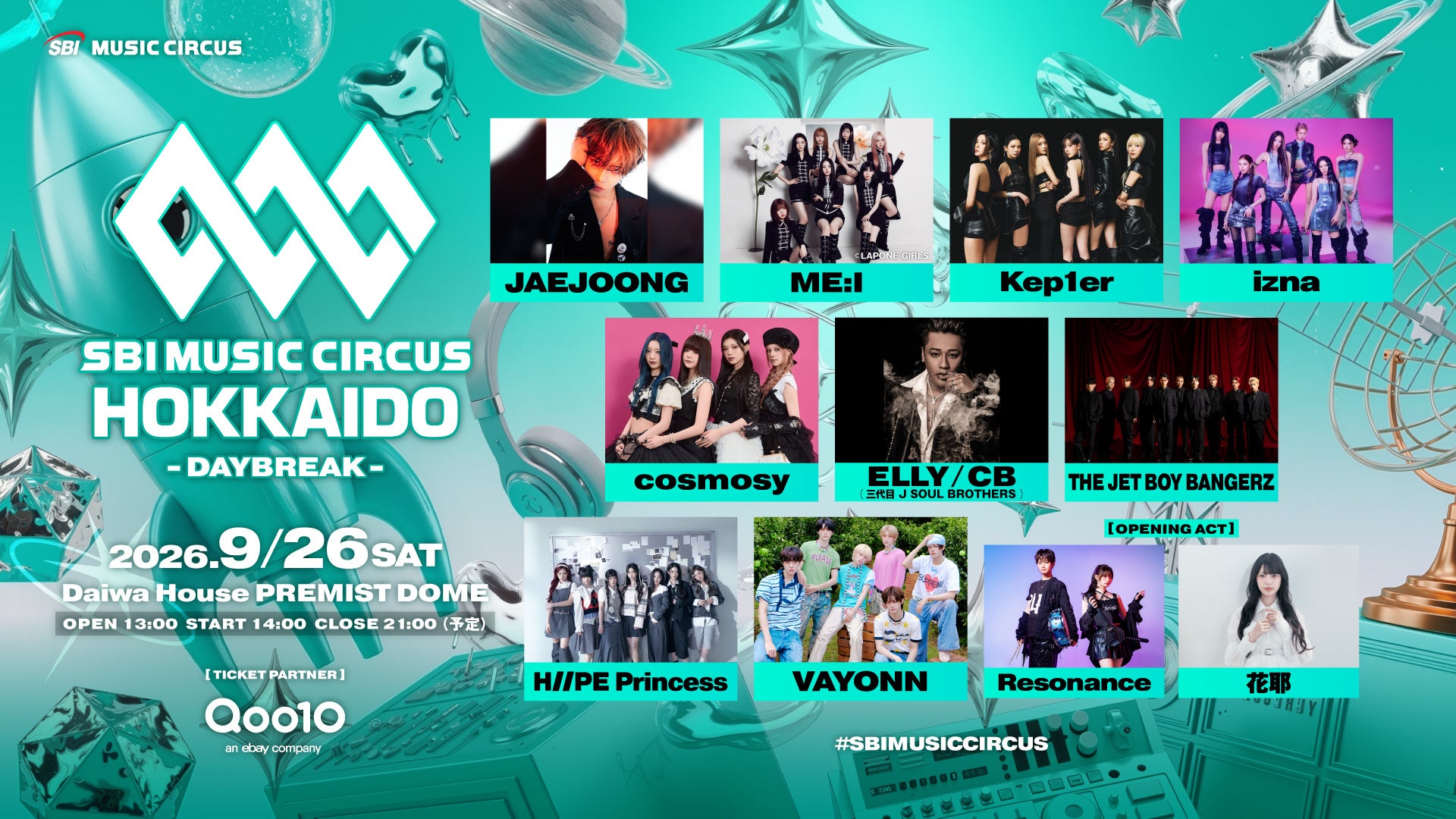 【北海道・札幌市】日韓ハイブリッド音楽フェス 「SBI MUSIC CIRCUS HOKKAIDO – DAYBREAK -」 出演アーティストフルラインナップ発表のお知らせ